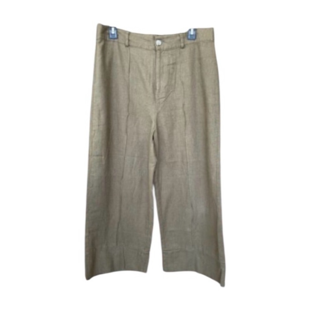 JOIE Boho Linen Blend Wide Leg Pants in Olive Green Sz L NWT